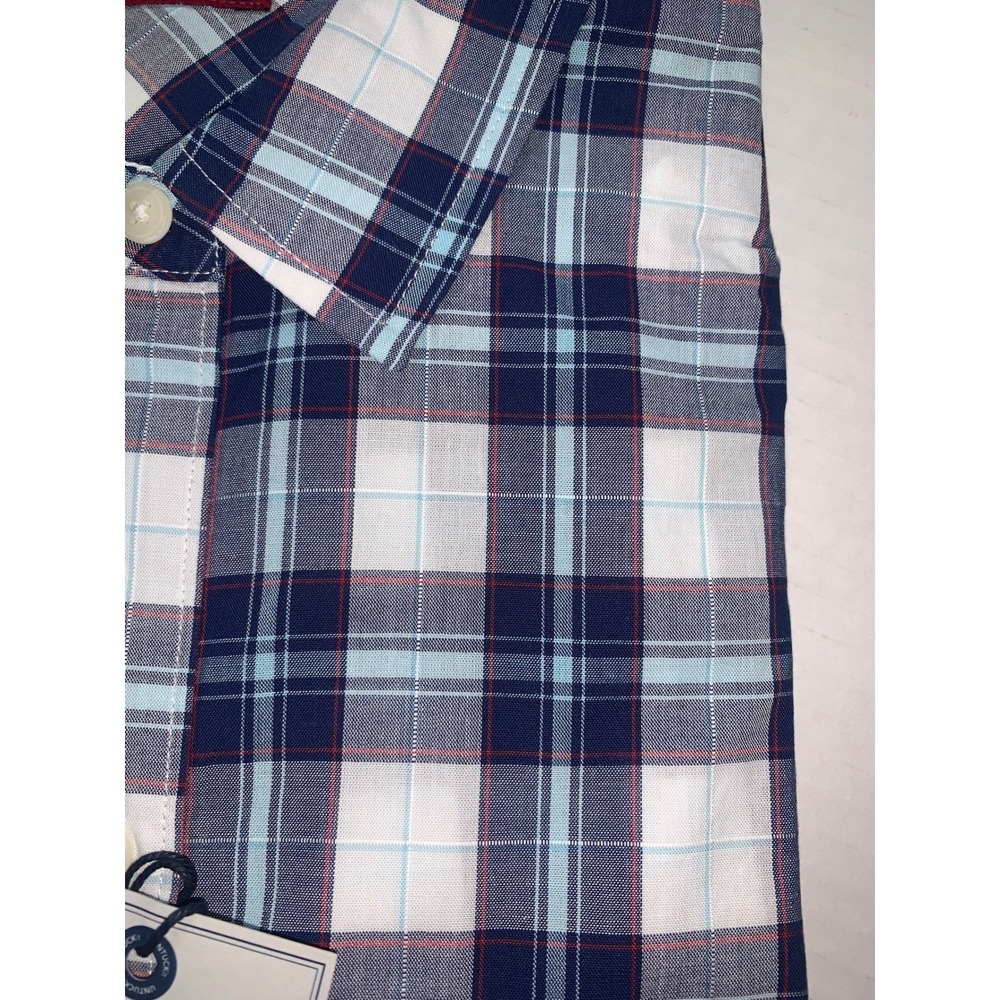 UNTUCKit Sorbo Womens Plaid Button Down Shirt Size 12 Regular Navy Blue White - Picture 5 of 11